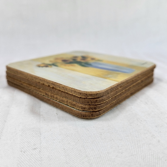 Manorcraft COASTERS Set of 4 Sunshine Sunflowers Cork Backing Classic Collection - Picture 6 of 7